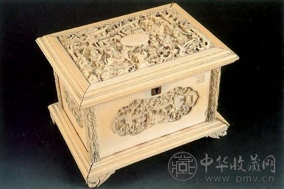 民国 牙雕人物首饰长方盒