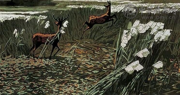 郝伯义 1984年 惊扰(3/20) 套色版画