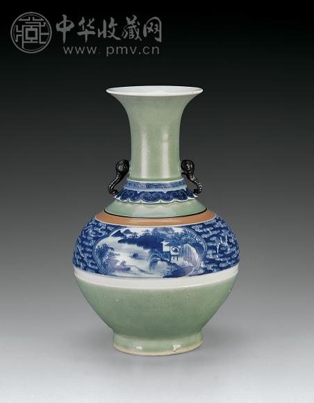 清嘉庆豆青青花渔樵耕读图象耳瓶收藏资讯|艺术家|书画家|书画名人|书法