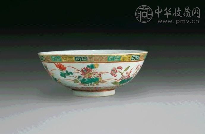 清光绪 粉彩花卉碗