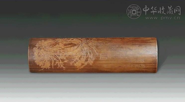 清 刻花草题诗竹臂搁