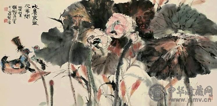 程十发 1986年作 吹着东风次第开 镜心 设色纸本