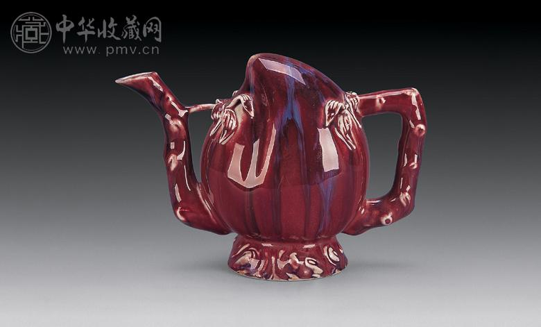 清中期 变釉桃形壶