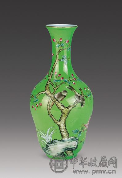 民国 粉彩花鸟纹折腰瓶