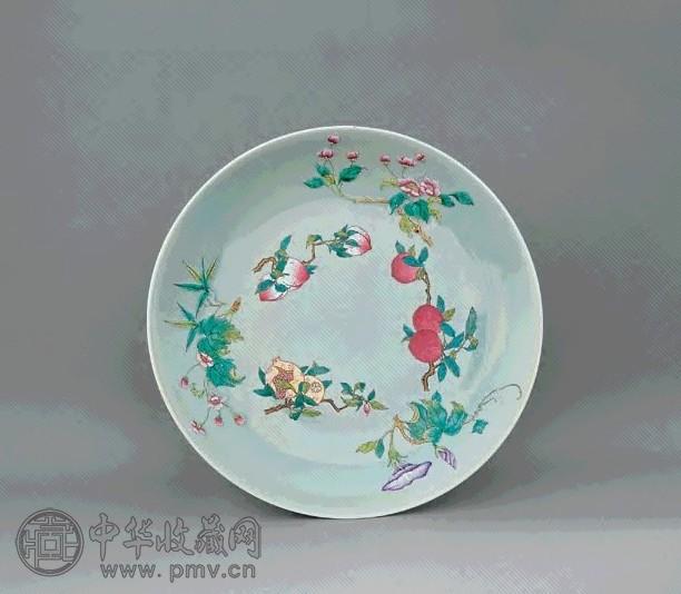 清 粉彩三多大瓷盘