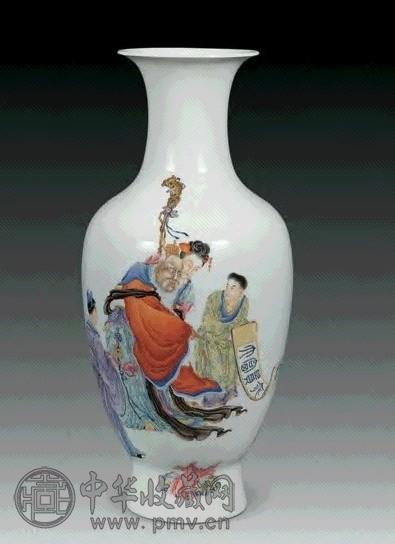 民国 粉彩富贵寿考图瓶