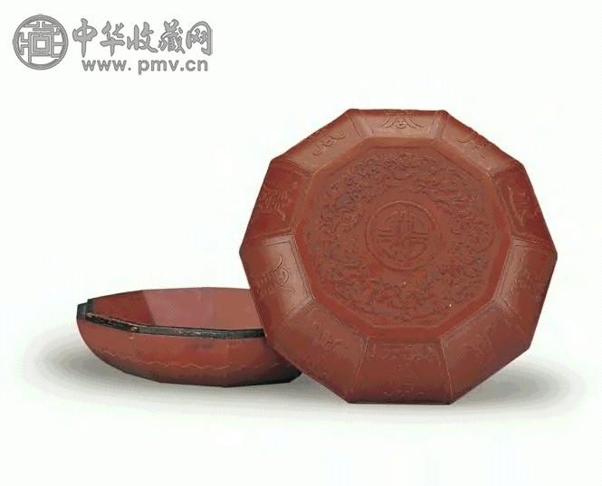 清 竹簧雕八面寿字捧盒