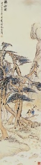 钱瘦铁 听松图 轴 纸本设色