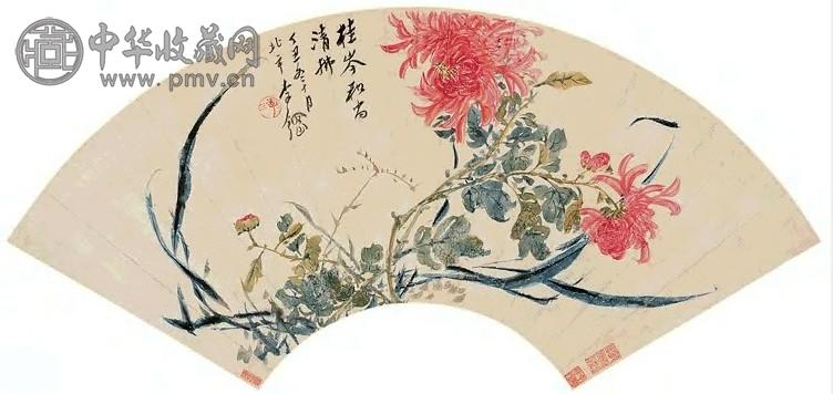 清 李钢 秋菊 扇面