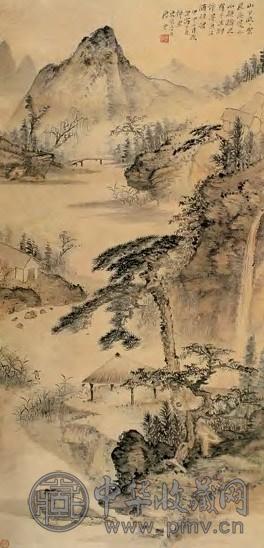 唐云 近现代 溪边垂钓图 轴