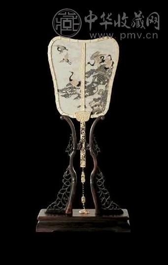 近代 象牙透雕松鹤长寿宫扇(1件)