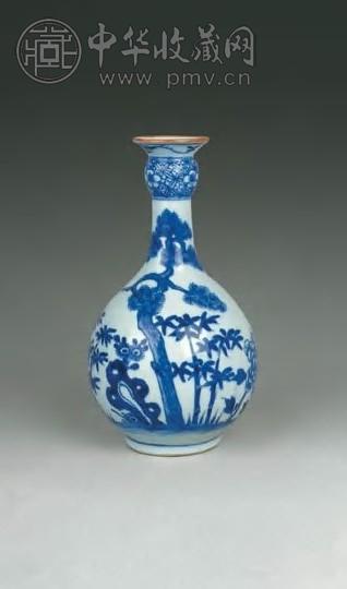 清早期 青花松竹梅蒜头瓶
