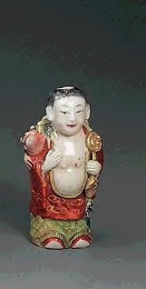 清道光 青花红彩云龙纹鼻烟壶