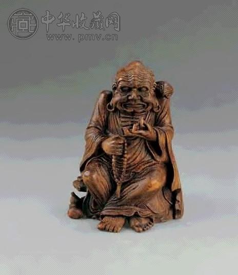 清 竹根雕刘海戏金蟾像