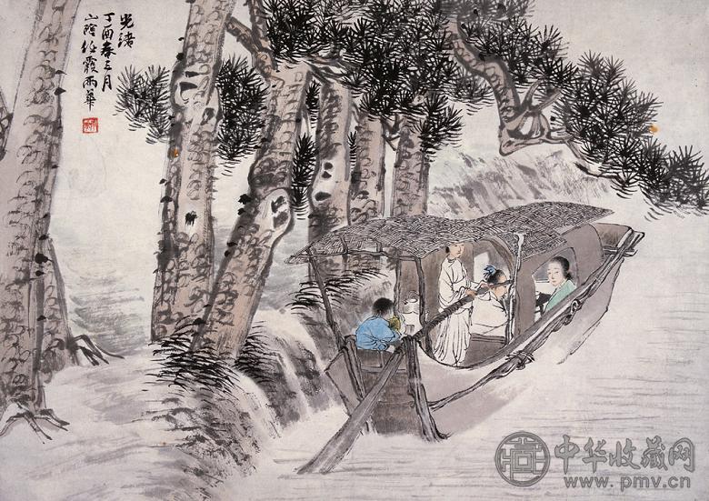 任霞 丁酉(1897年)作 人物 镜心 设色纸本