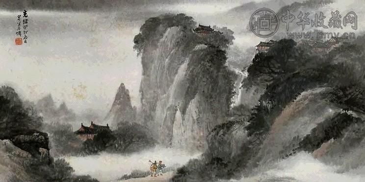 吴石仙 癸卯(1903年)作 深山萧寺图 立轴 设色纸本