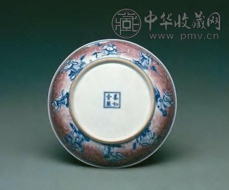 清乾隆 青花釉里红八仙人物图盘