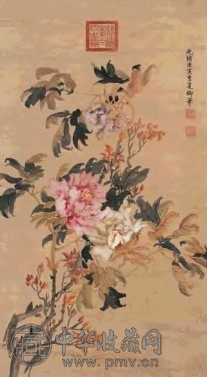 慈禧 荣华富贵 立轴 设色绢本