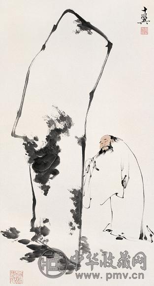 范曾 拜石图 镜心 设色纸本