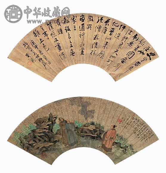 黄鞠 书画合壁 立轴 设色纸本