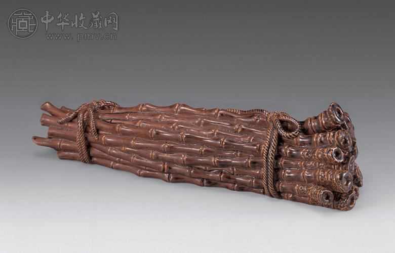 清乾隆 酱釉竹捆式纸镇