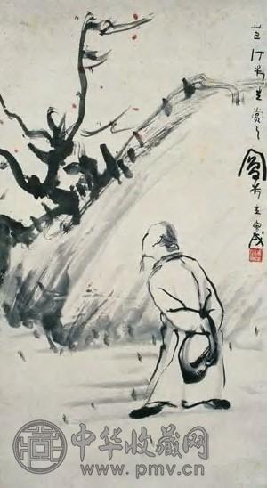 吕凤子 现代 赏梅图 轴