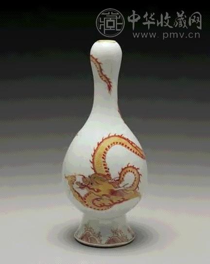 清康熙 红彩龙纹瓶