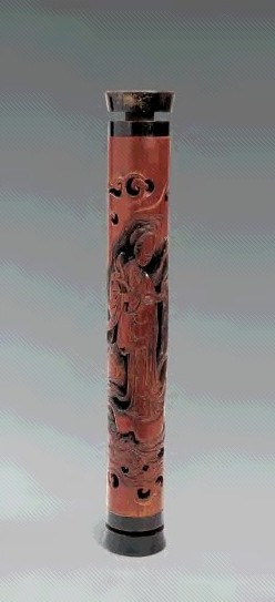 清 竹镂雕人物纹香筒