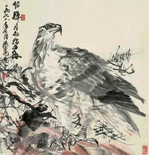 黄胄 1978年作 苍鹰 立轴 设色纸本