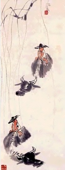 近代 李可染 柳荫放牧 镜心