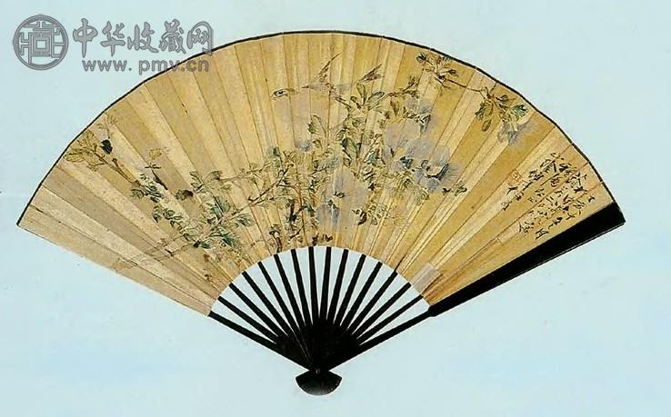 任伯年 近现代 花鸟图、楷书节录北魏书 扇面