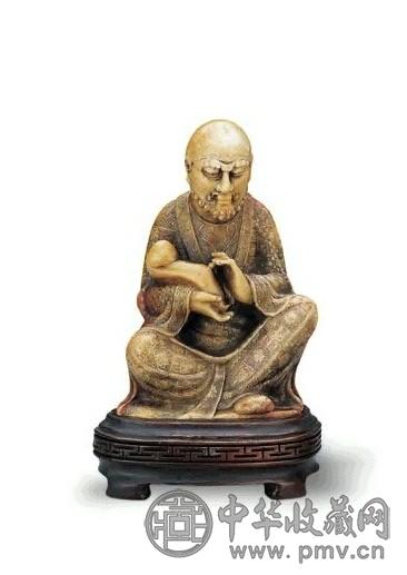 清 寿山石雕如意罗汉(连座)