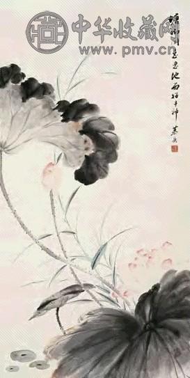 郑慕康 红荷翠盖 立轴 设色纸本