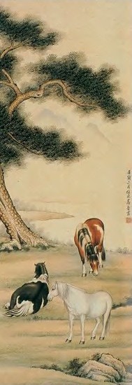 马晋 近现代 松荫歇马图 镜心