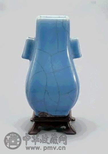 清 仿汝窑贯耳方瓶