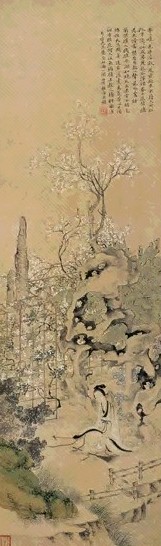 清 顾洛 莳花图 轴