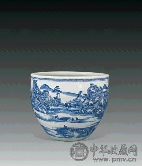 清康熙青花山水大缸收藏资讯|艺术家|书画家|书画名人|书法家-中华收藏网