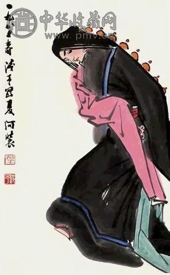 叶浅予 1983年作 西藏舞 立轴 设色纸本