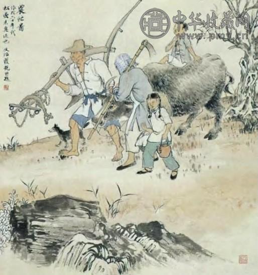钱松嵒 农忙图 镜心