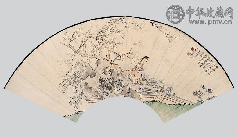 陈少梅 仕女 扇面 纸本