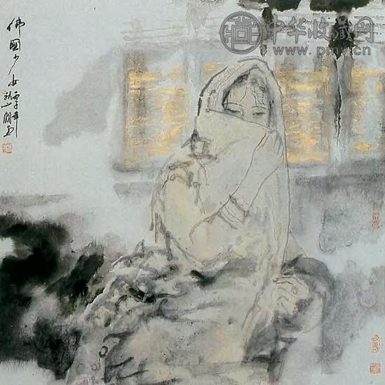 吴山明 佛国少女 镜心 纸本设色