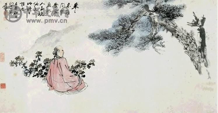 张大千 己未(1979年)作 爱菊图 镜心 设色纸本