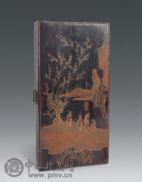 明 黑漆彩绘人物方盒