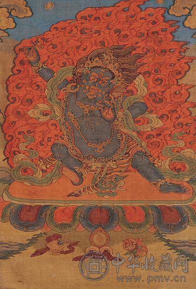 清 缂丝大威德金刚佛唐卡