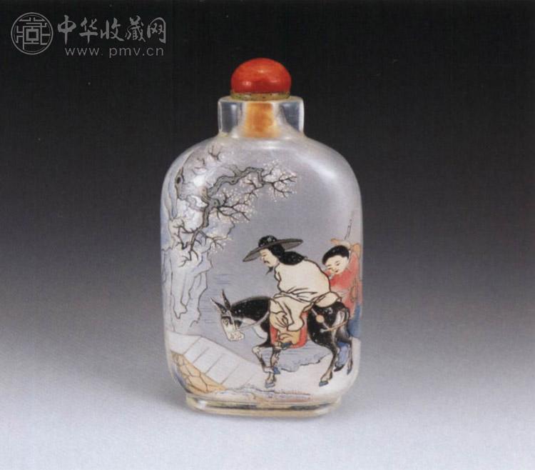 清 料裹画人物鼻烟壶