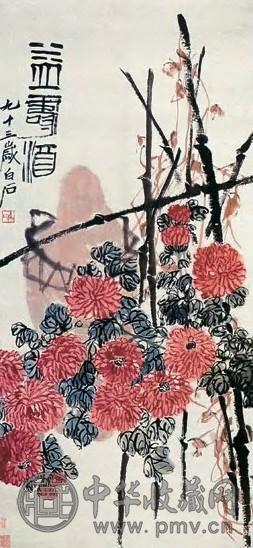 齐白石 益寿酒 立轴 设色纸本