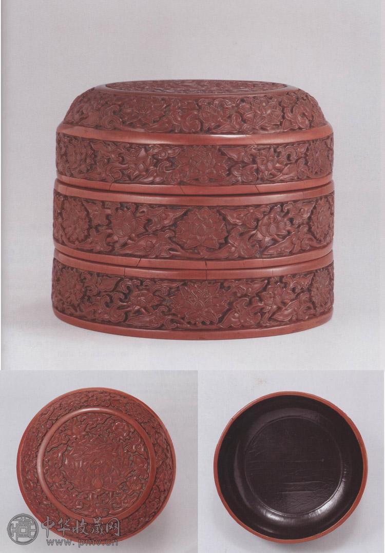 明早期 剔红缠枝莲纹套盒