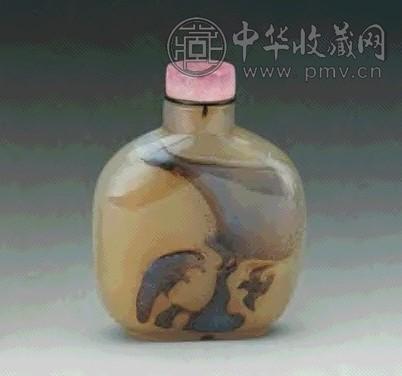 清中期 影子玛瑙双鹰图鼻烟壶
