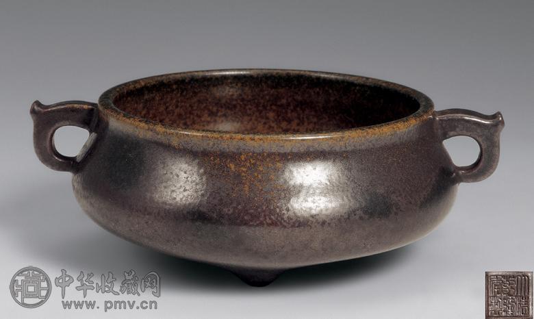 清 乾隆 铁锈釉香炉