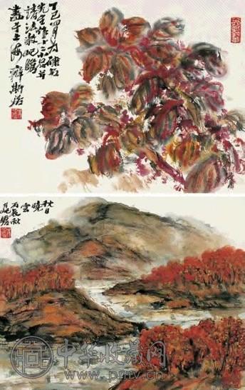 朱屺瞻 秋月菊盛图(双挖) 立轴 设色纸本